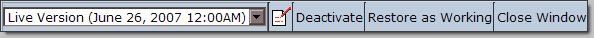 Live or archived version toolbar