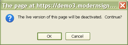 Delete archive page dialog box
