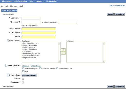 Admin Users: Add screen