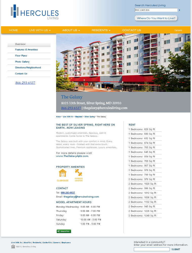 Hercules Living Mini Site Overview