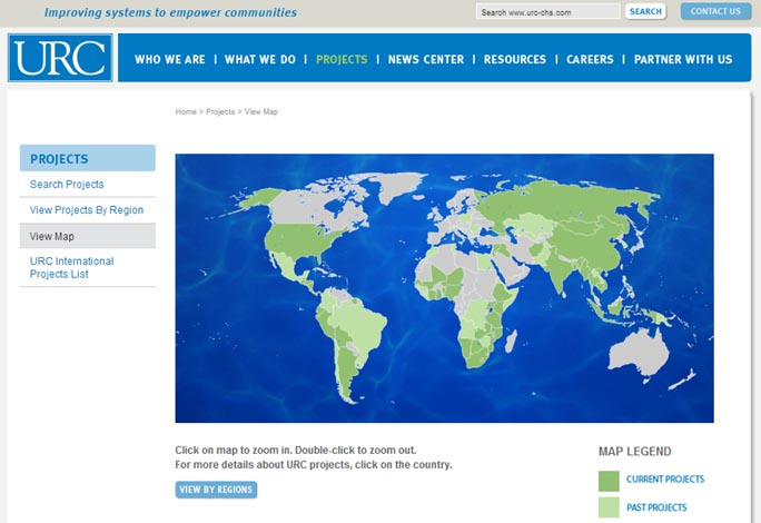 URC dynamic global map showing up-to-date project locations