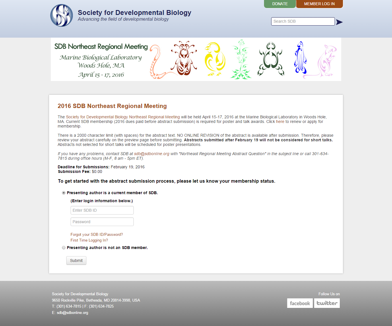 SDB website manages scientific abstract submissions