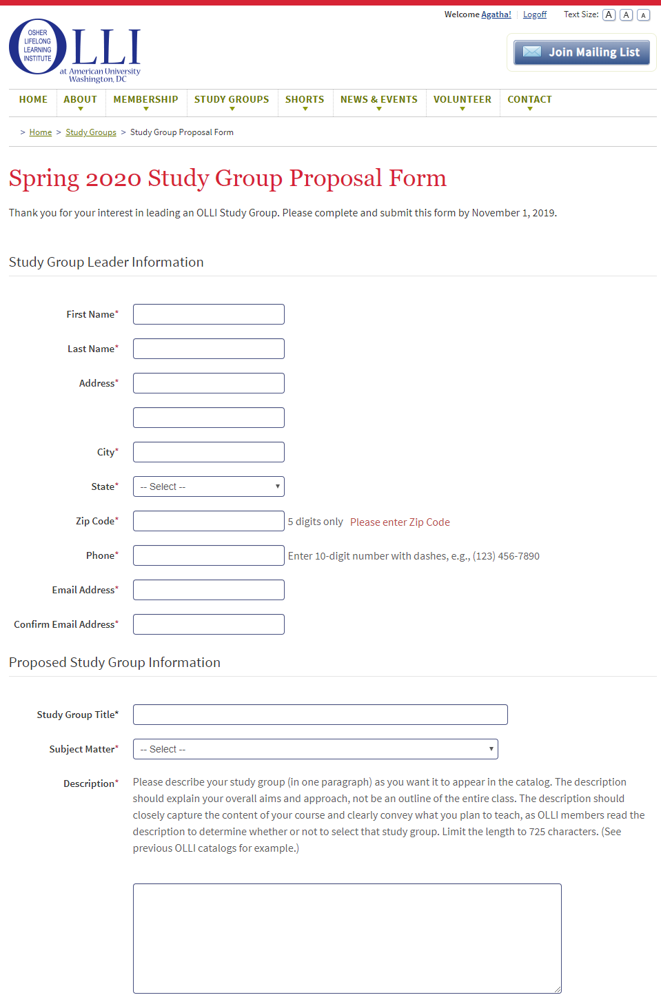 Study Group Leader Proposal Form
